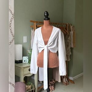 Missguided White Tie-Front Blouse